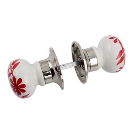 Red Daisy Flower Mortice Handle 2.25